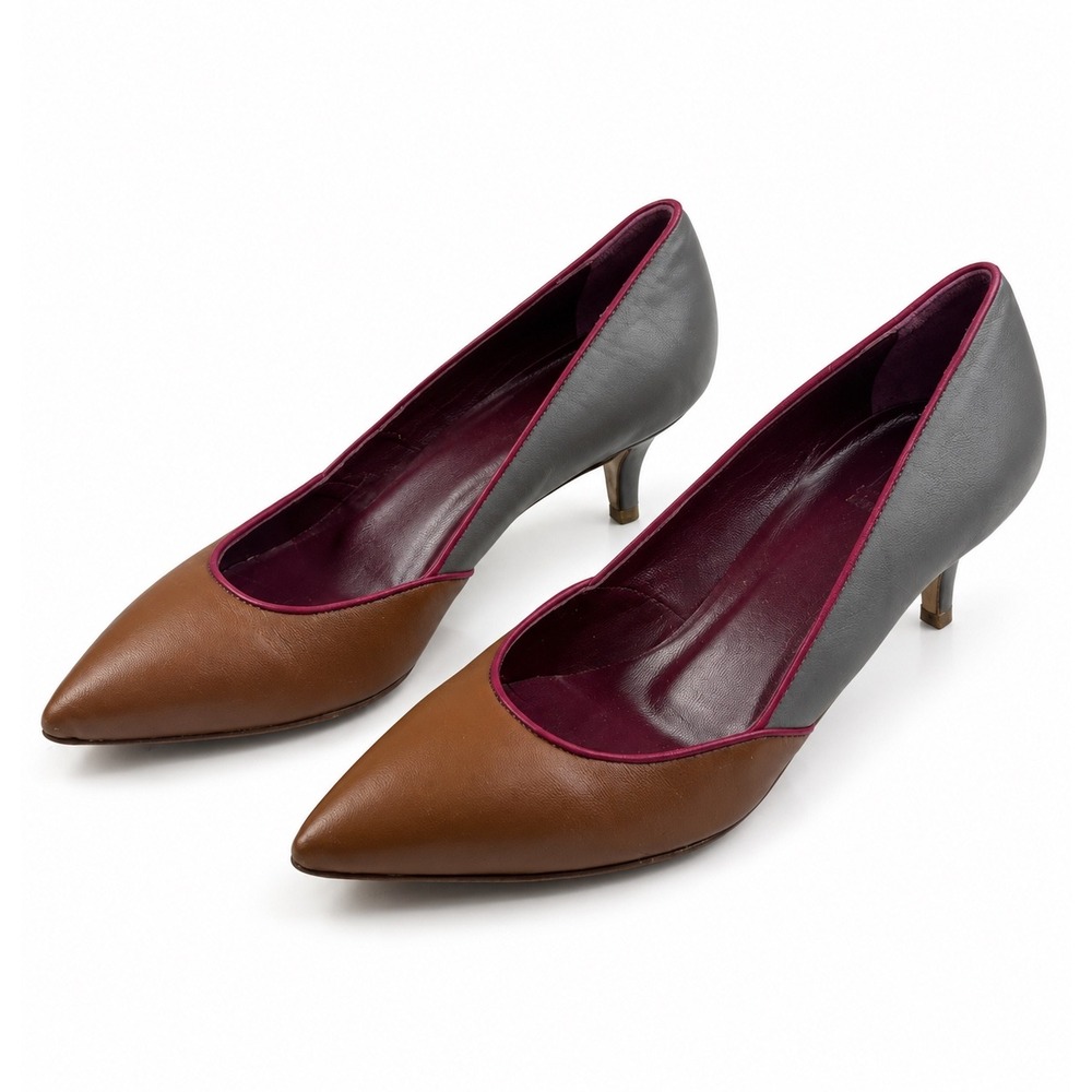 M Missoni Vintage Y2K Colorblock Leather Pointed Toe Kitten Heels Women's Size 9
